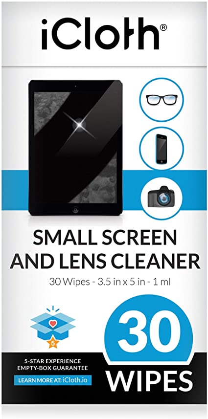 iCloth Lens and Screen Cleaner Pro-Grade Individually Wrapped Wet Wipes, Wipes for Cleaning Small Electronic Devices Like Smartphones and Tablets.